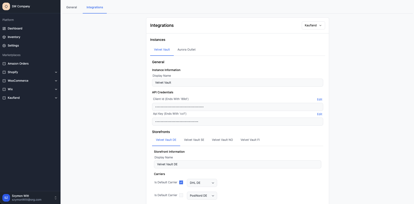 Settings Page